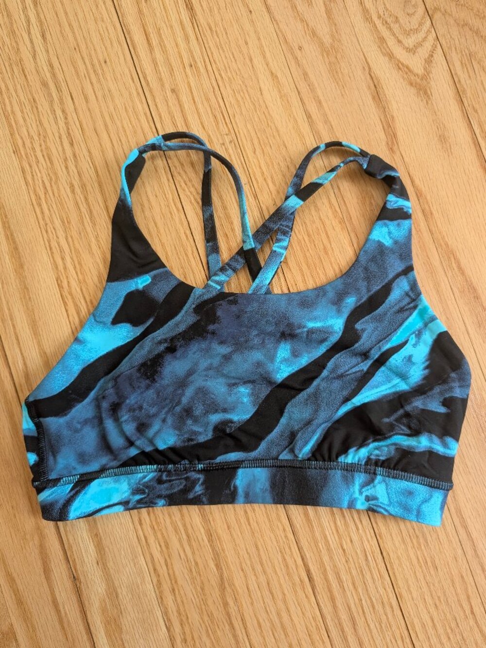 Lululemon Energy Bra 6 Nulux Flux 50g Multi Black sports Yoga Running Blue Teal